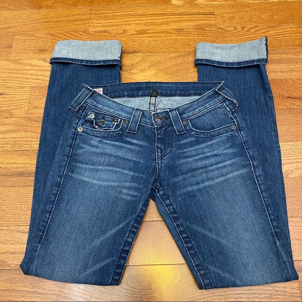 True Religion Cuffed Billy Straight Jeans